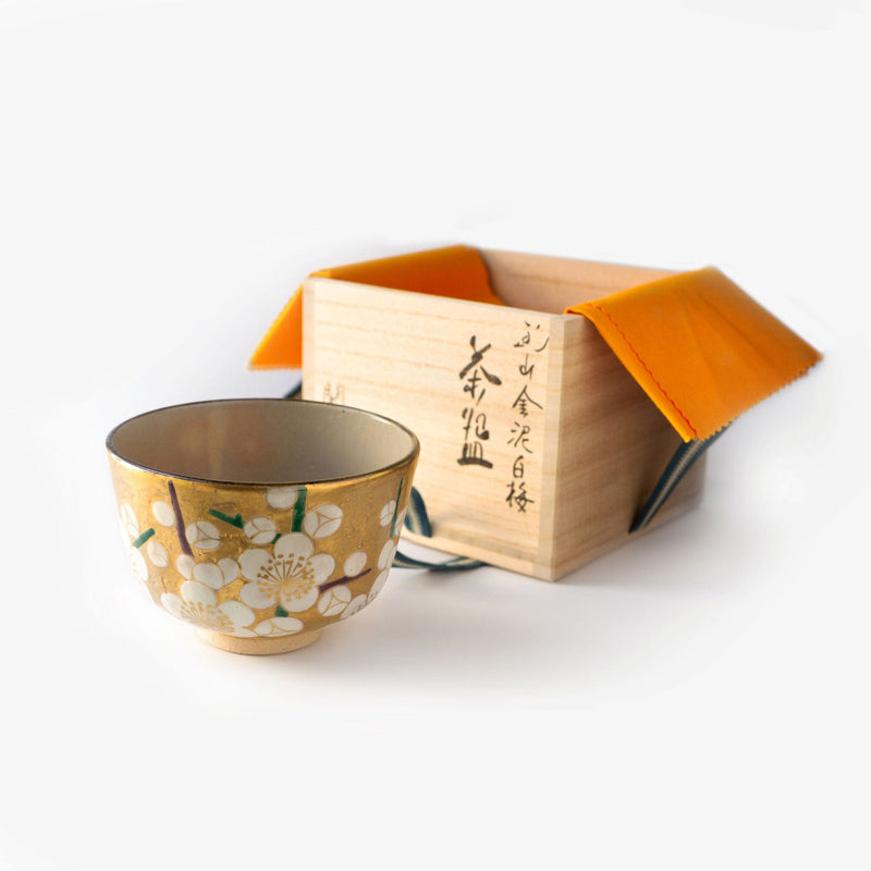 Kansui Minamiguchi White Plum Blossoms Bowl in a wooden box from Chato Co., Ltd.